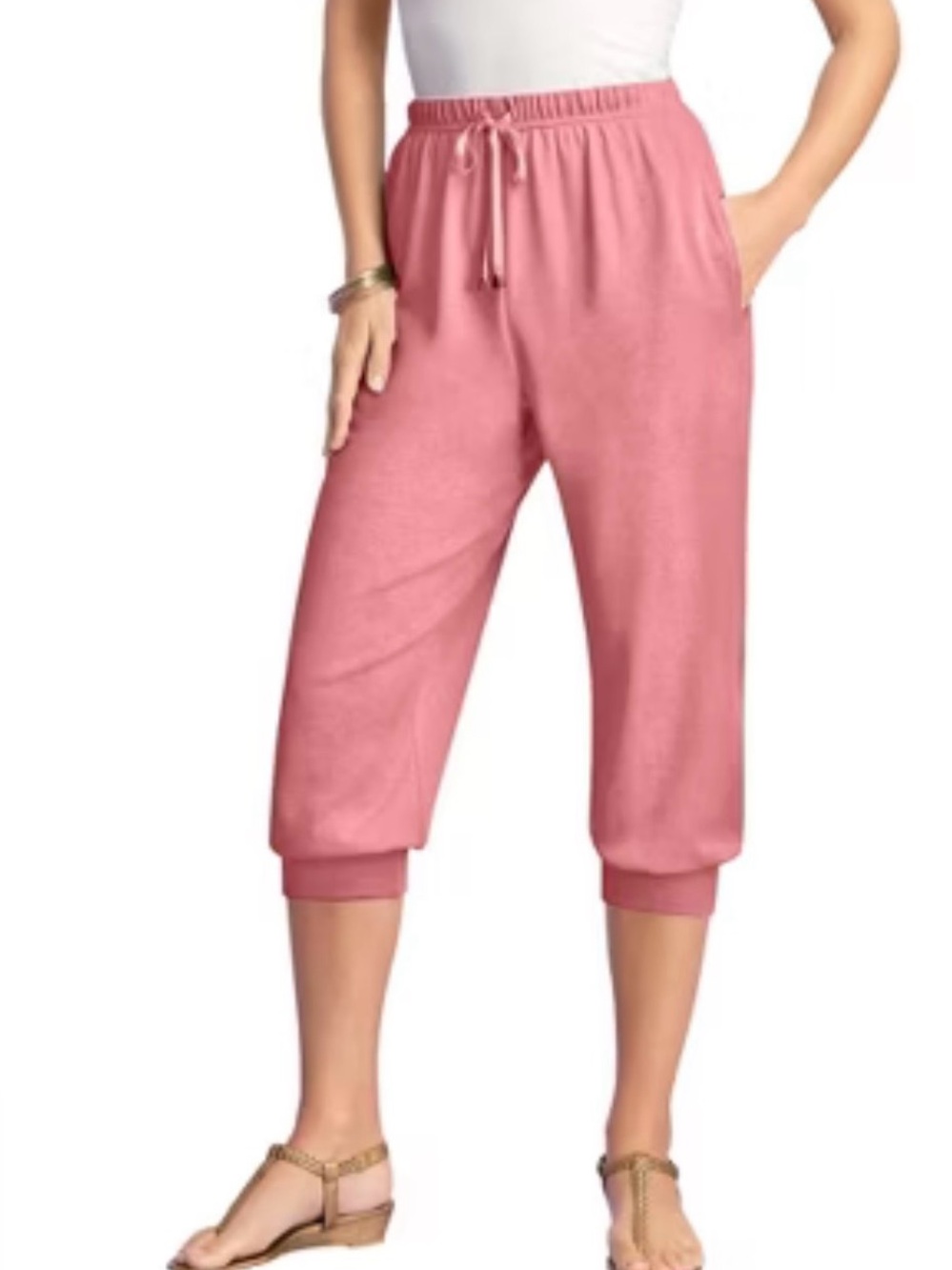 Roaman's Coral Pink Elastic Waist Sweatpants